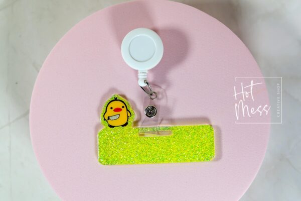 il_fullxfull.7406989851_aezk Glitter Badge Topper, Badge accessories. Nurse ID Accessory, Stabby Duck, Badge Buddy topper