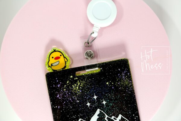 il_fullxfull.7406989879_rz2y Glitter Badge Topper, Badge accessories. Nurse ID Accessory, Stabby Duck, Badge Buddy topper