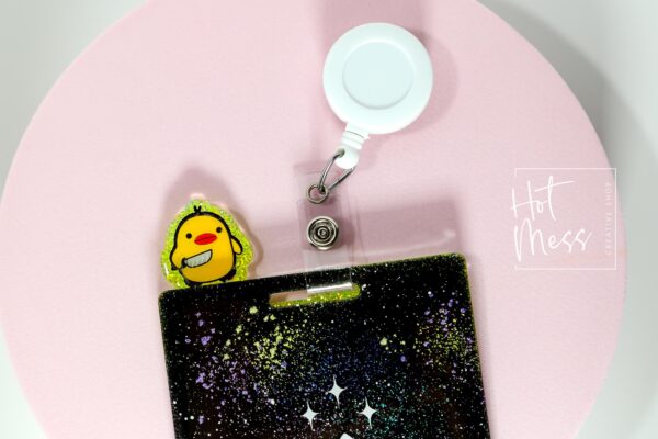 il_fullxfull.7406990713_hlx8 Glitter Badge Topper, Badge accessories. Nurse ID Accessory, Stabby Duck, Badge Buddy topper