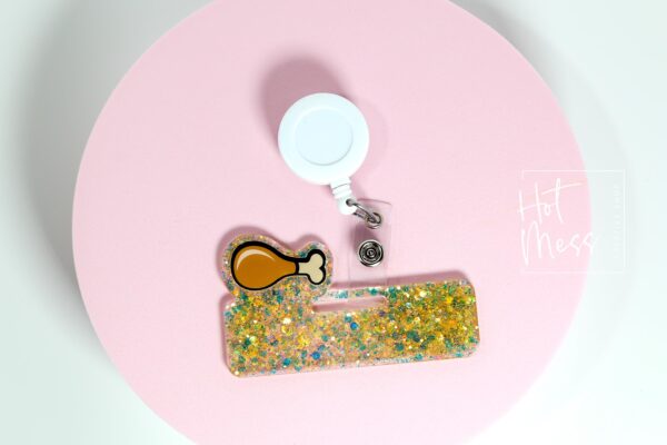 il_fullxfull.7407003139_kh5v Glitter Badge Topper, badge accessories. Nurse ID Accessory, Turkey Leg, Badge Buddy topper