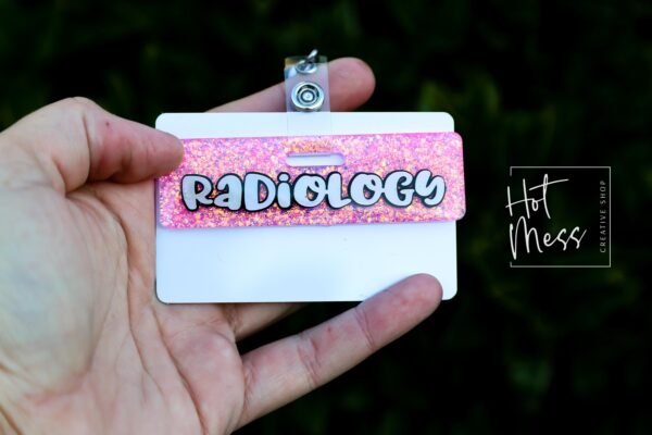 Glitter Custom Personalized Mini Badge Buddy, Hospital ID, Glitter Name Tag Flair