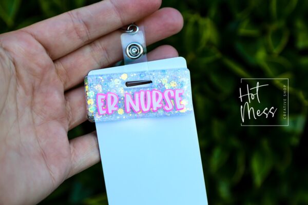 Glitter Custom Personalized Mini Badge Buddy, Hospital ID, Glitter Name Tag Flair