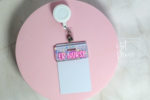 Glitter Custom Personalized Mini Badge Buddy, Hospital ID, Glitter Name Tag Flair