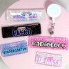 Glitter Custom Personalized Mini Badge Buddy, Hospital ID, Glitter Name Tag Flair
