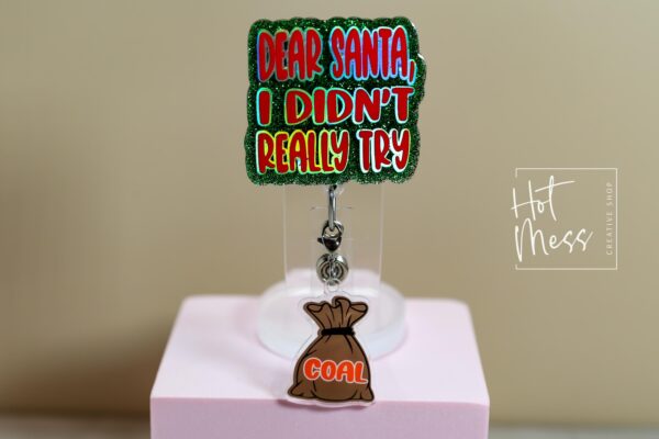 il_fullxfull.7410580031_so1u Christmas Badge Reel, Dear Santa, Nurse Badge Reel, Retractable ID Holder, Interchangeable, Glitter Badge Reel, Stocking Stuffer