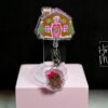 Christmas Badge Reel, Gingerbread House, Nurse Badge Reel, Retractable ID Holder, Interchangeable, Glitter Badge Reel, Stocking Stuffer