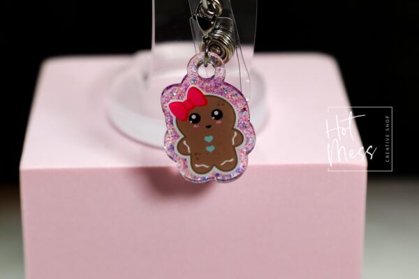 Christmas Badge Reel, Gingerbread House, Nurse Badge Reel, Retractable ID Holder, Interchangeable, Glitter Badge Reel, Stocking Stuffer