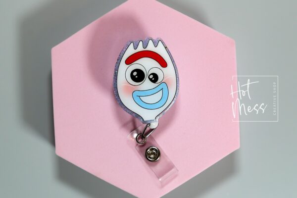 Funny Spork Badge Reel, RN id Holder, Retractable Acrylic Badge Reel, Nurse Gift, Funny Badge Reel, PEDS Nurse