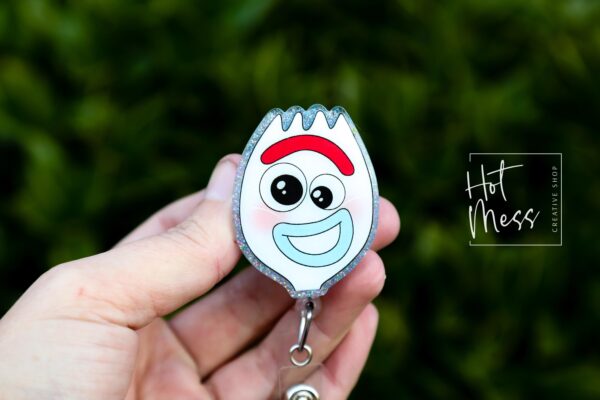 Funny Spork Badge Reel, RN id Holder, Retractable Acrylic Badge Reel, Nurse Gift, Funny Badge Reel, PEDS Nurse