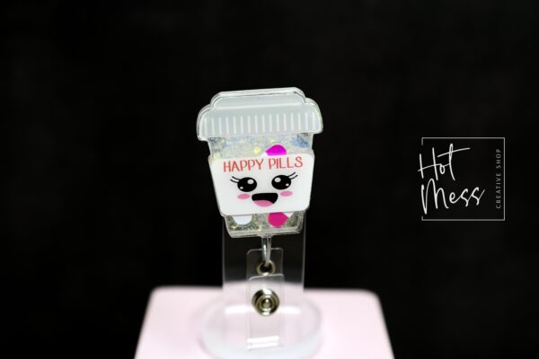 il_fullxfull.7410825335_824k 3D Happy Pills Glitter Badge Reel, Retractable Badge Reel, Interchangeable Badge Reel, Gift for Pharmacist, pharmacy tech