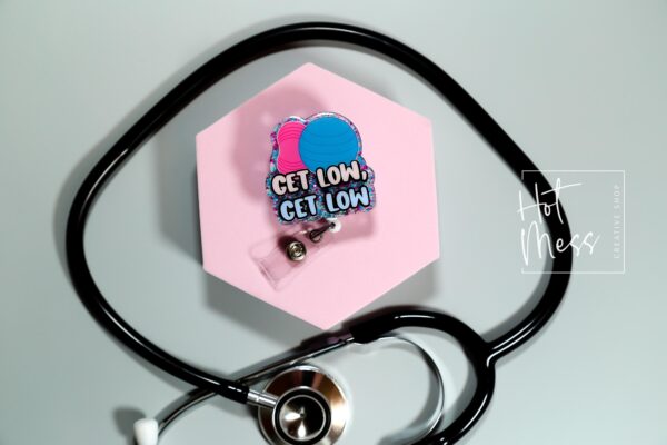 Labor and Delivery Badge Reel, Get Low Badge Reel, Retractable Badge Reel, Interchangeable Badge, L&D, Peanut Ball