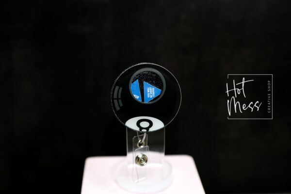 Unmagic Eight Ball Badge Reel, Shaker Badge Reel, RN id Holder, Retractable Acrylic Badge Reel, Nurse Gift, Funny Badge Reel