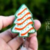 il_fullxfull.7411109651_7yvl Green Christmas Tree Badge Reel, Christmas Badge Reel, Funny Badge Reel, Retractable ID Holder, Interchangeable, Glitter Badge Reel
