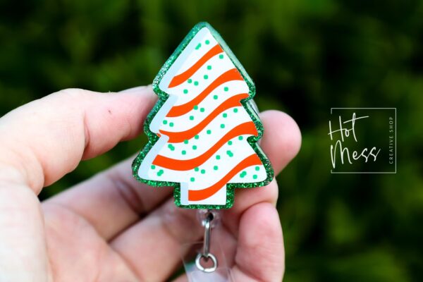 il_fullxfull.7411109651_7yvl Green Christmas Tree Badge Reel, Christmas Badge Reel, Funny Badge Reel, Retractable ID Holder, Interchangeable, Glitter Badge Reel