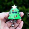 il_fullxfull.7411123239_m115 Cute Christmas Tree Badge Reel, Christmas Tree Badge Reel, Funny Badge Reel, Retractable ID Holder, Interchangeable, Glitter Badge Reel