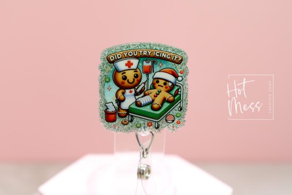 Did you Icing it Badge Reel, Nurse Christmas Gift, Retractable ID Holder, Interchangeable, Urgent Care