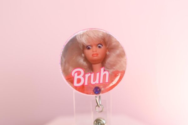 il_fullxfull.7426611416_h5nh Bruh Badge Reel, Funny Badge reel, RN ID Holder, Retractable Acrylic Badge Reel, Nurse Gift, Night Shift, Office Worker