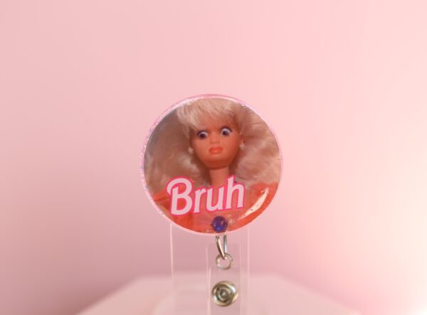 il_fullxfull.7426611430_kvf7 Bruh Badge Reel, Funny Badge reel, RN ID Holder, Retractable Acrylic Badge Reel, Nurse Gift, Night Shift, Office Worker