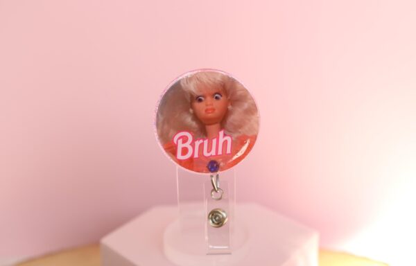 il_fullxfull.7426611436_5goy Bruh Badge Reel, Funny Badge reel, RN ID Holder, Retractable Acrylic Badge Reel, Nurse Gift, Night Shift, Office Worker