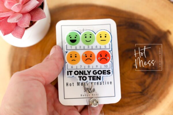 It Only goes to 10 badge reel, Pain Scale ID Holder