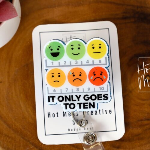It Only goes to 10 badge reel, Pain Scale ID Holder