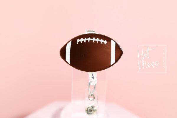 No Glitter Football Badge Reel, Football Coach Gift, Sports coach ID Holder
