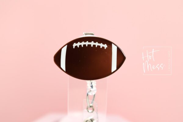 No Glitter Football Badge Reel, Football Coach Gift, Sports coach ID Holder