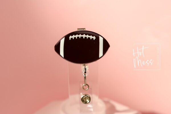 No Glitter Football Badge Reel, Football Coach Gift, Sports coach ID Holder