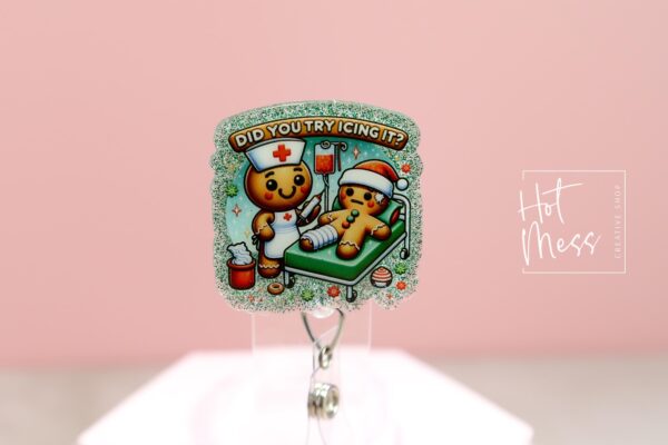 Did you Icing it Badge Reel, Nurse Christmas Gift, Retractable ID Holder, Interchangeable, Urgent Care
