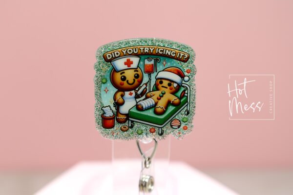 Did you Icing it Badge Reel, Nurse Christmas Gift, Retractable ID Holder, Interchangeable, Urgent Care