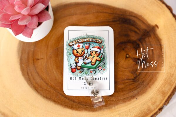 Did you Icing it Badge Reel, Nurse Christmas Gift, Retractable ID Holder, Interchangeable, Urgent Care