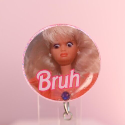 il_fullxfull.7474535077_6fsd Bruh Badge Reel, Funny Badge reel, RN ID Holder, Retractable Acrylic Badge Reel, Nurse Gift, Night Shift, Office Worker